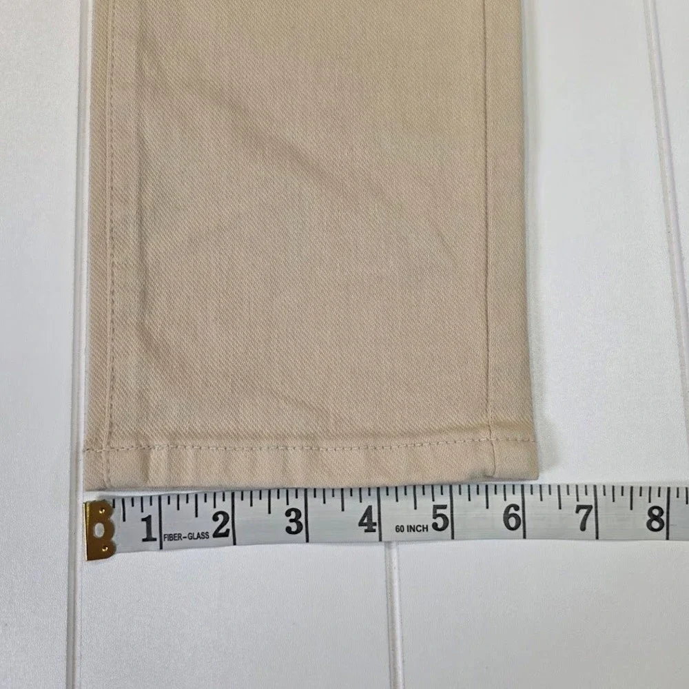 J.McLaughlin Womens 6 Lexi Jeans Slim Leg Raw Beige Stretch Cotton Gold Hardware